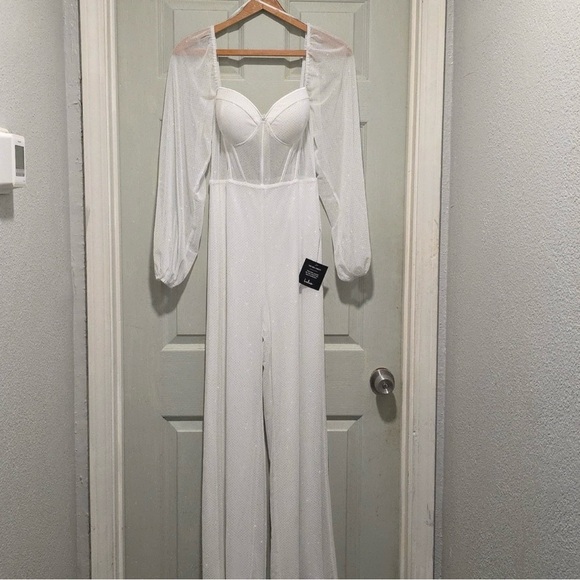 Lulu's White Sheer Sleeve Jumpsuit - Picture 5 of 12